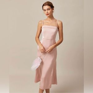 NWT! The Pink Bodycon Satin Cami Midi Dress